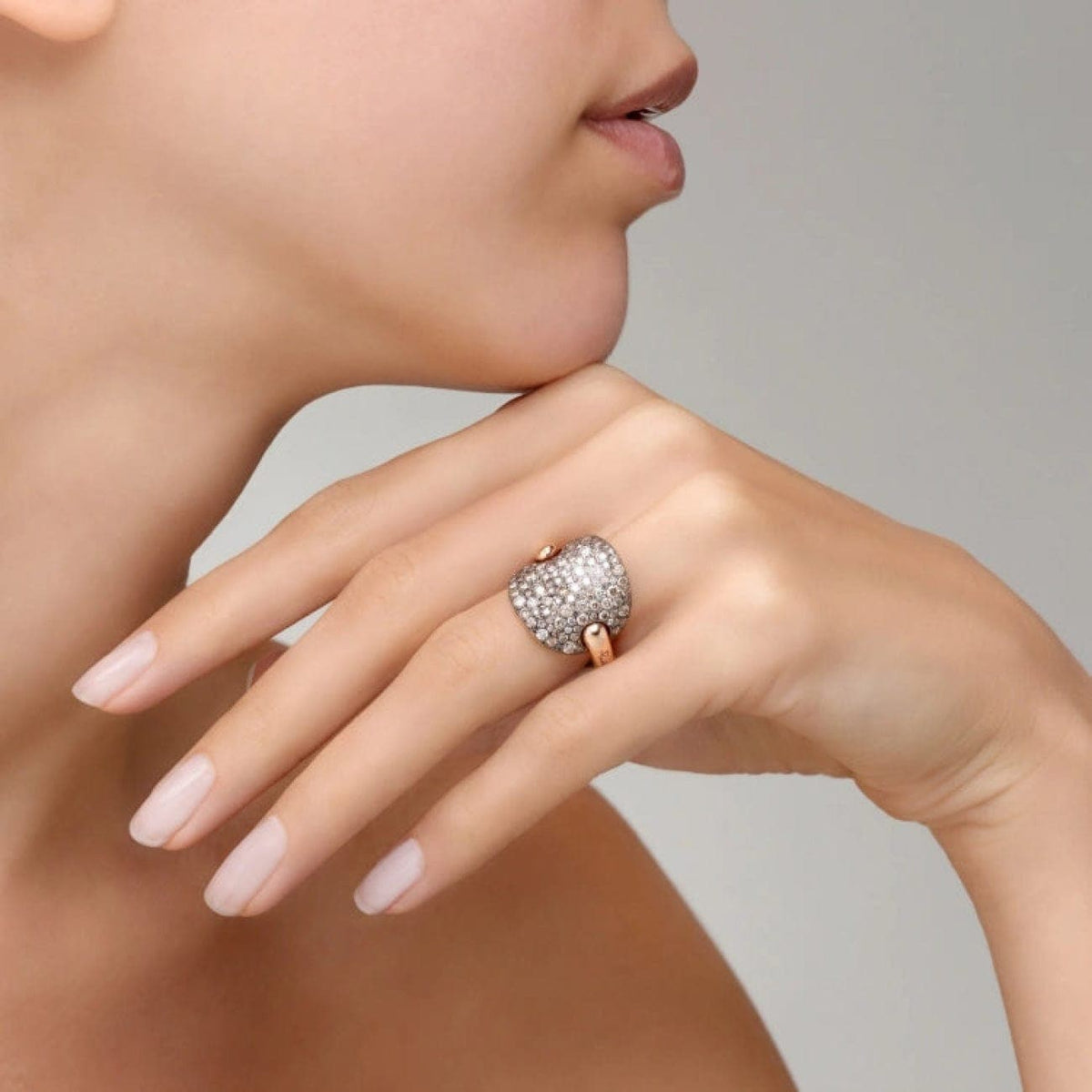 Pomellato Jewelry - Sabbia 18K Rose Gold Brown Diamond Pavé Ring | Manfredi Jewels