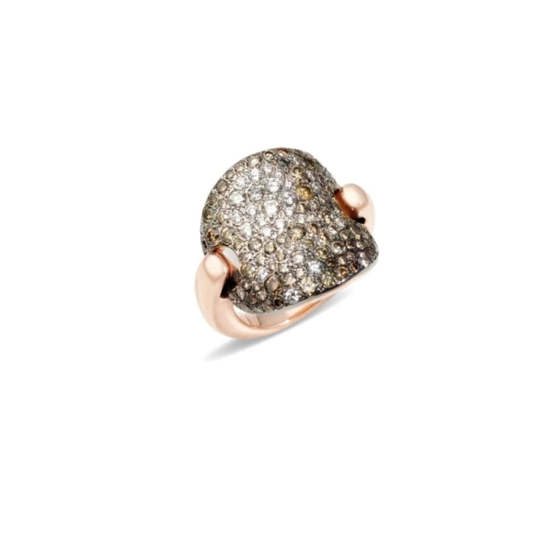 Pomellato Jewelry - Sabbia 18K Rose Gold Brown Diamond Pavé Ring | Manfredi Jewels