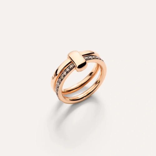 Pomellato Jewelry - Together 18K Rose Gold Brown Diamond Double Band Ring | Manfredi Jewels