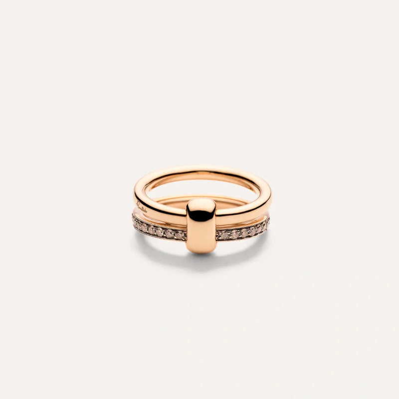 Pomellato Jewelry - Together 18K Rose Gold Brown Diamond Double Band Ring | Manfredi Jewels