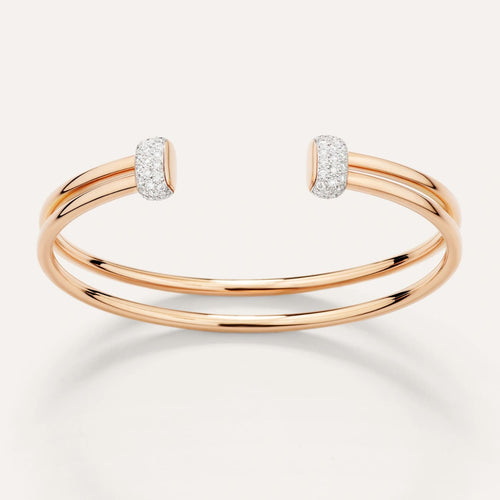Pomellato Jewelry - Nudo 18K Rose Gold Diamond & London Blue Topaz Mini Bangle | Manfredi Jewels
