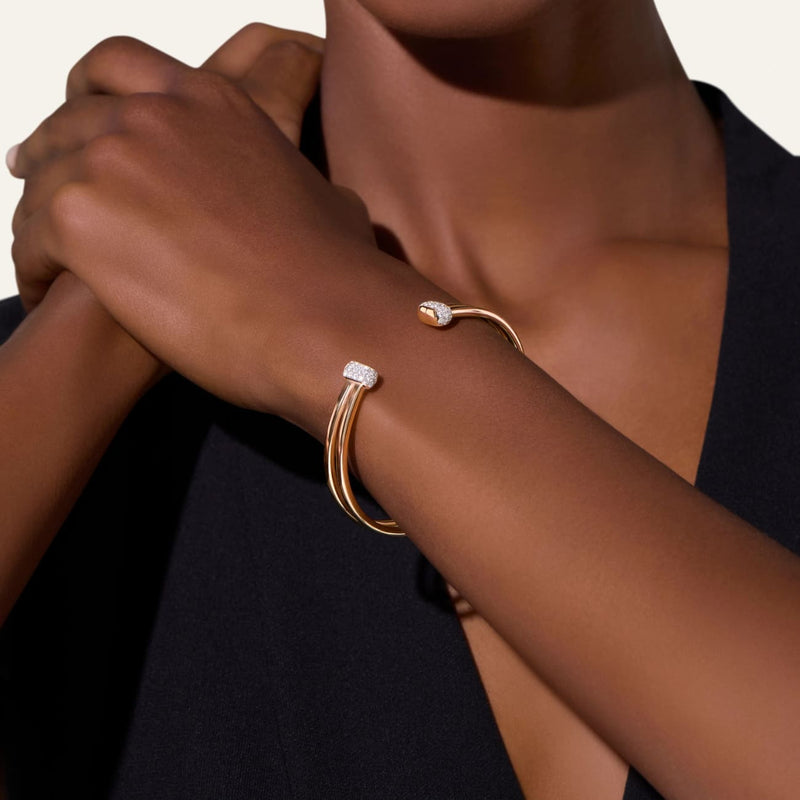 Pomellato Jewelry - Nudo 18K Rose Gold Diamond & London Blue Topaz Mini Bangle | Manfredi Jewels
