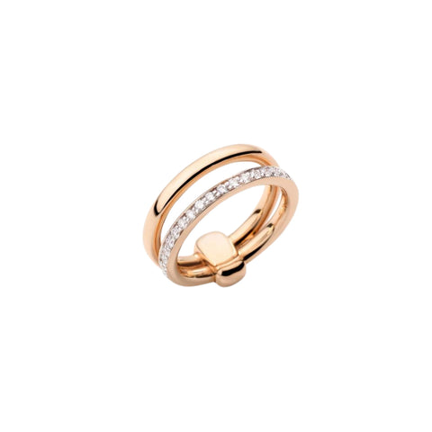 Together 18K Rose Gold Diamond Double Band Ring