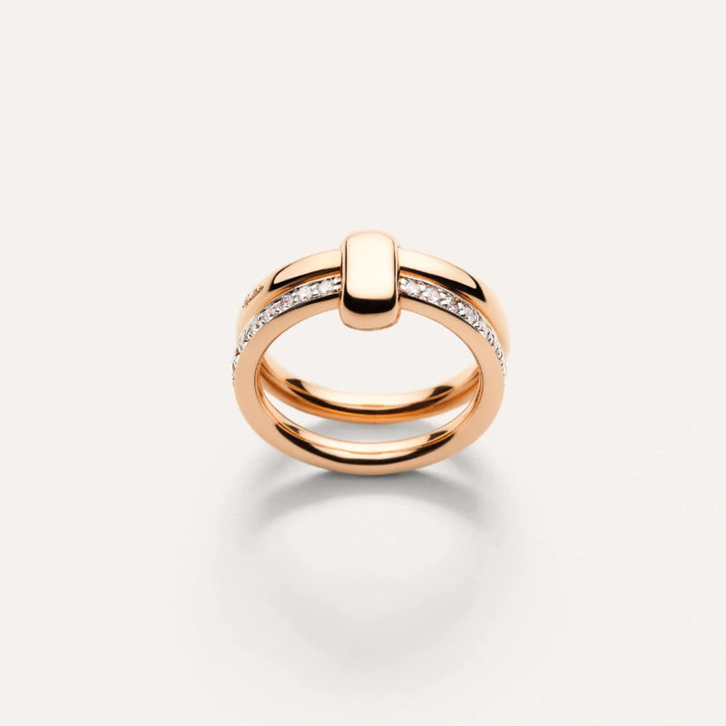 Pomellato Jewelry - Together 18K Rose Gold Diamond Double Band Ring | Manfredi Jewels