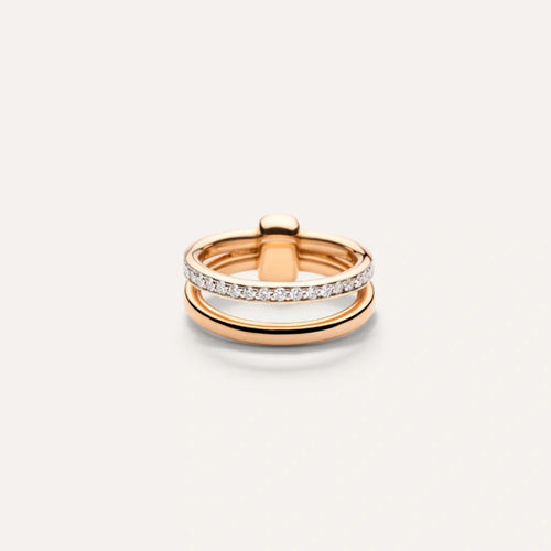 Pomellato Jewelry - Together 18K Rose Gold Diamond Double Band Ring | Manfredi Jewels