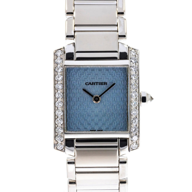 Pre - Owned Cartier Watches - Tank Française Baby Blue Diamond Set | Manfredi Jewels