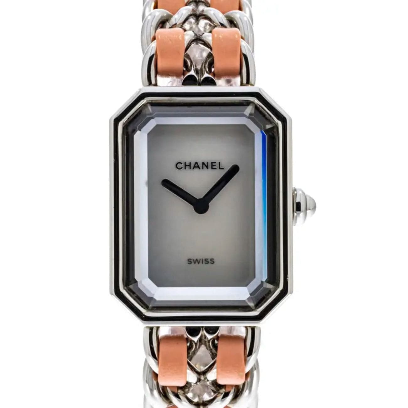 Sold at Auction: CHANEL: Vintage gold pLated ladies CHANEL Premier Swiss  made quartz watch and chain with braided black leather bracelet. Circa 1987