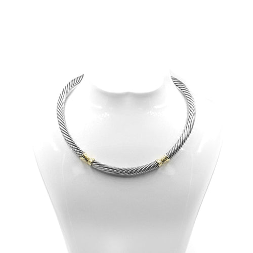 Pre - Owned David Yurman Estate Jewelry - Stainless Steel and 14K Yellow Gold Necklace | Manfredi Jewels