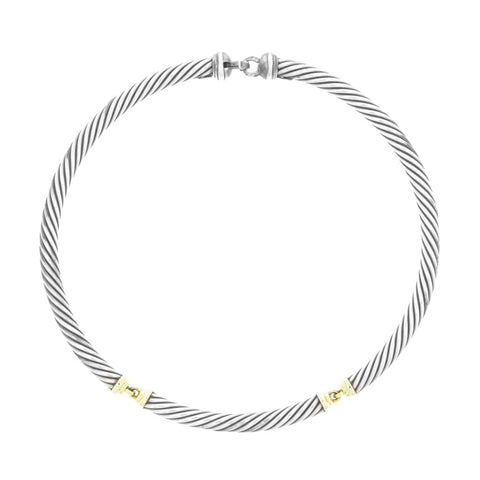 David Yurman Stainless Steel and 14K Yellow Gold  Necklace