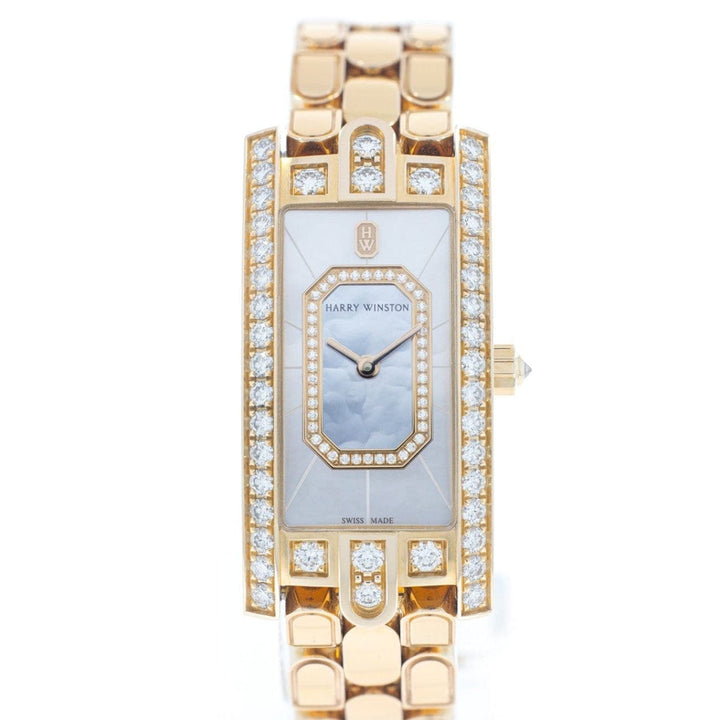 Pre-Owned Harry Winston Pre-Owned Watches - Avenue C Emerald Quartz 18K Rose Gold | Manfredi Jewels