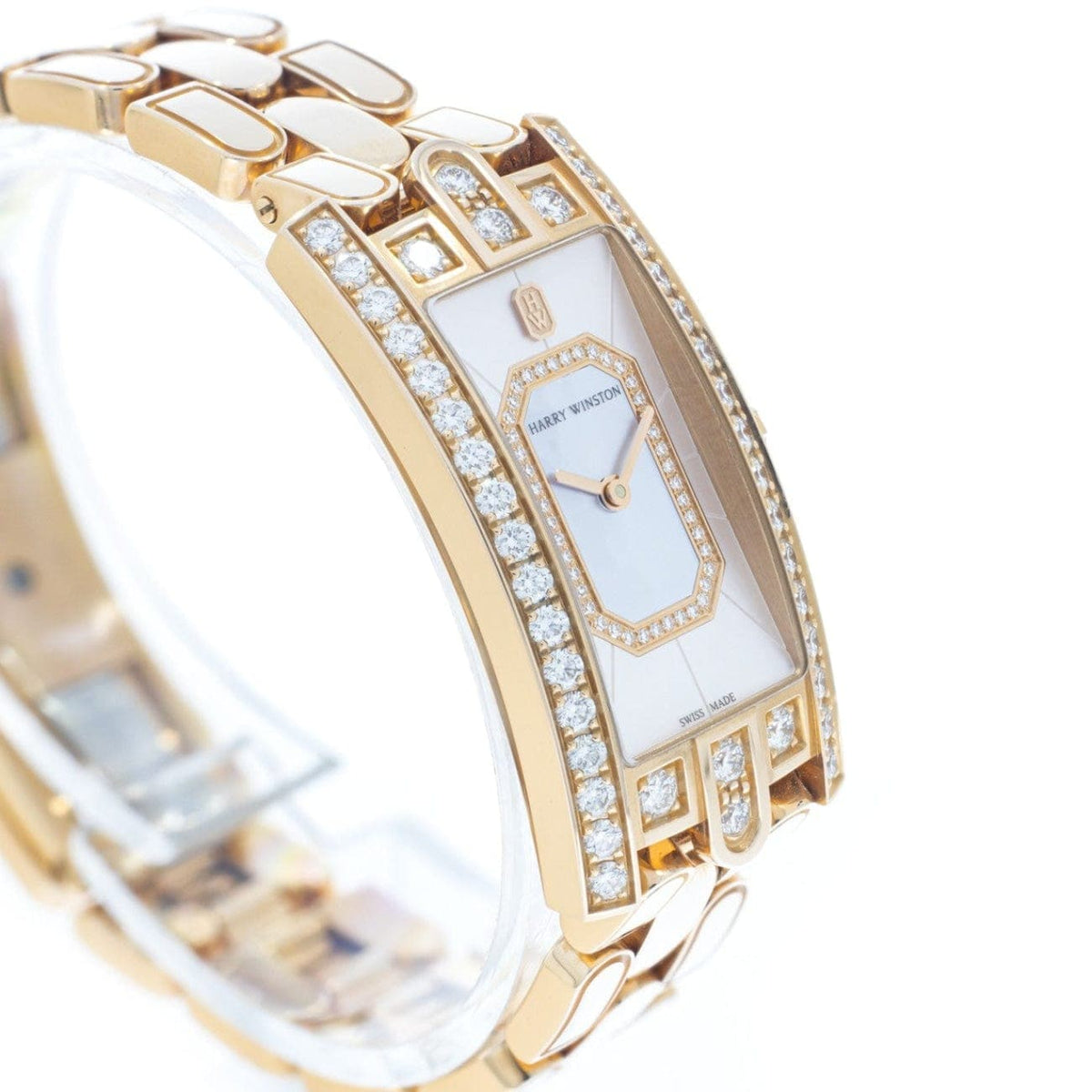 Pre-Owned Harry Winston Pre-Owned Watches - Avenue C Emerald Quartz 18K Rose Gold | Manfredi Jewels