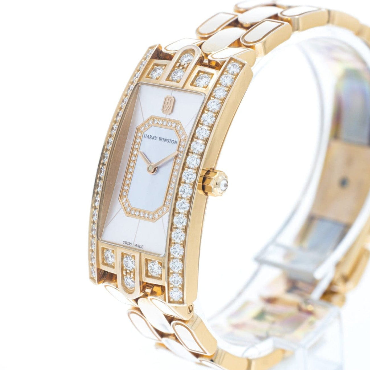 Pre-Owned Harry Winston Pre-Owned Watches - Avenue C Emerald Quartz 18K Rose Gold | Manfredi Jewels