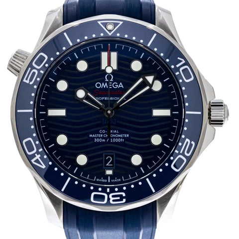 Seamaster Diver 300M Co-axial Master Chronometer on Blue rubber strap.