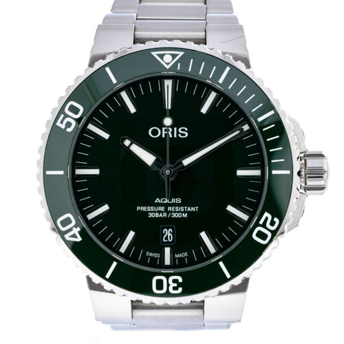Pre-Owned ORIS Pre-Owned Watches - Aquis Date Green Stainless Steel | Manfredi Jewels