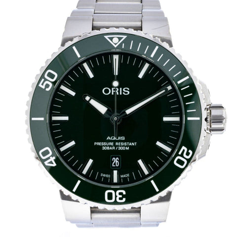 Aquis Date Green Stainless Steel