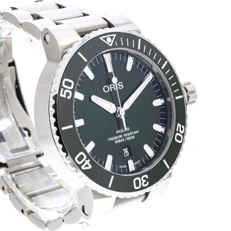 Pre - Owned ORIS Watches - Aquis Date Green Stainless Steel | Manfredi Jewels