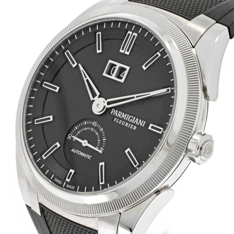 Pre - Owned Parmigiani Fleurier Watches - Tonda Black Dial Rubber Strap Steel | Manfredi Jewels