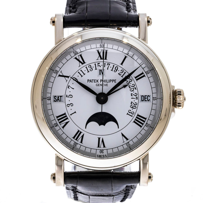 Pre - Owned Patek Philippe Watches - Perpetual Calendar Retrograde Moon Phase in White Gold 5059G | Manfredi Jewels