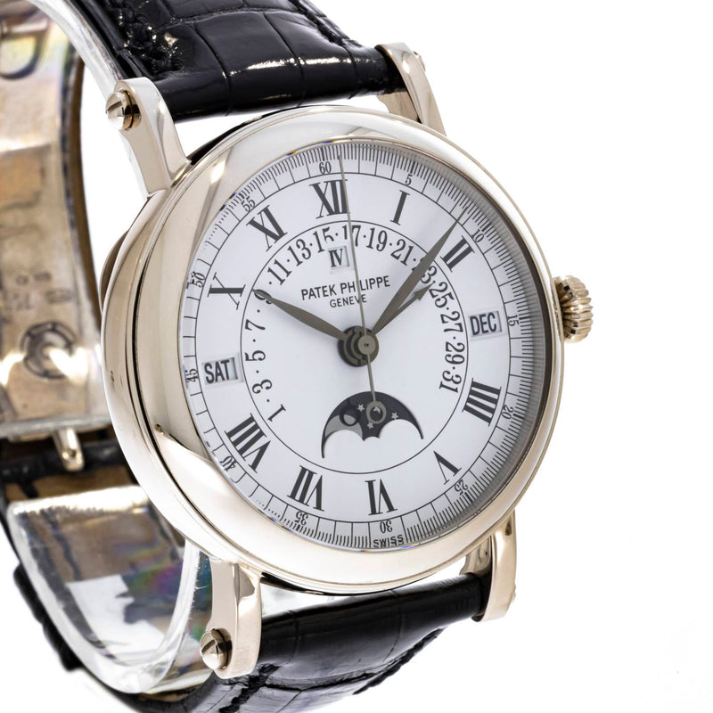 Pre - Owned Patek Philippe Watches - Perpetual Calendar Retrograde Moon Phase in White Gold 5059G | Manfredi Jewels