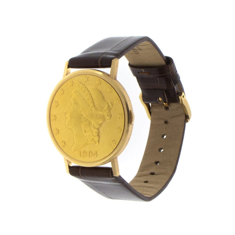 Pre - Owned Schochet Watches - US Liberty Head 1904 Coin Watch 35mm 22K Gold | Manfredi Jewels