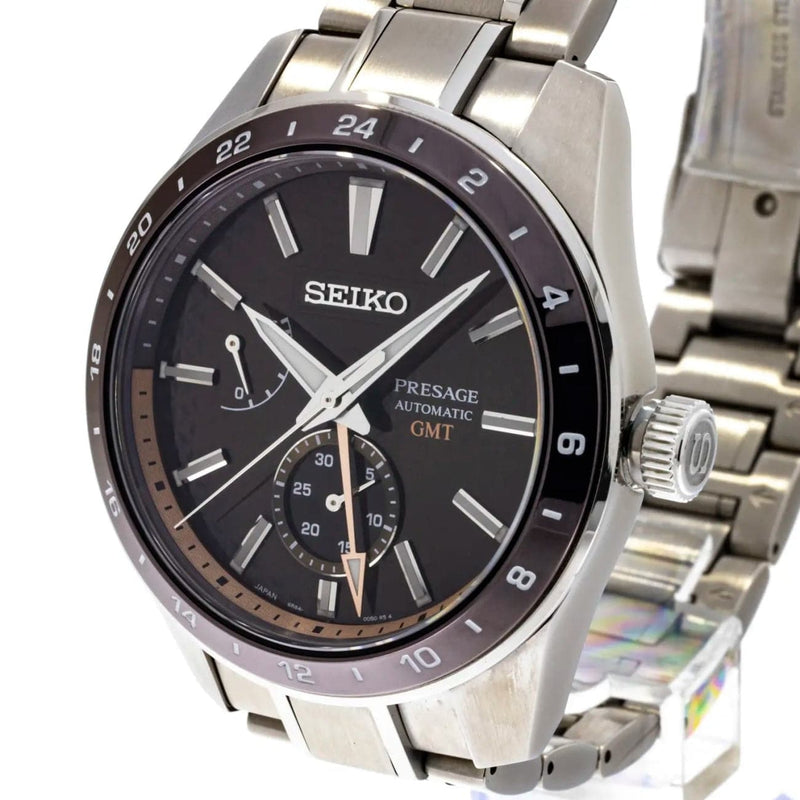 Pre - Owned Seiko Watches - Presage Gmt Brown Dial SPB225J | Manfredi Jewels