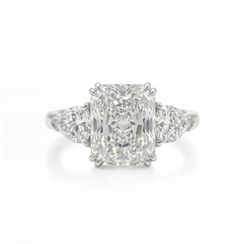 Cushion Cut 3.20ct Platinum 3-Stone Diamond Engagement Ring