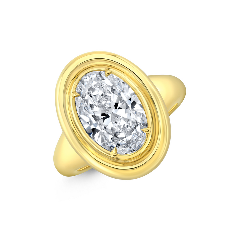 Rahaminov Diamonds Engagement - Oval Cut 2.01 ct 18K Yellow Gold Twin Bezel Movál®️ Diamond Ring | Manfredi Jewels