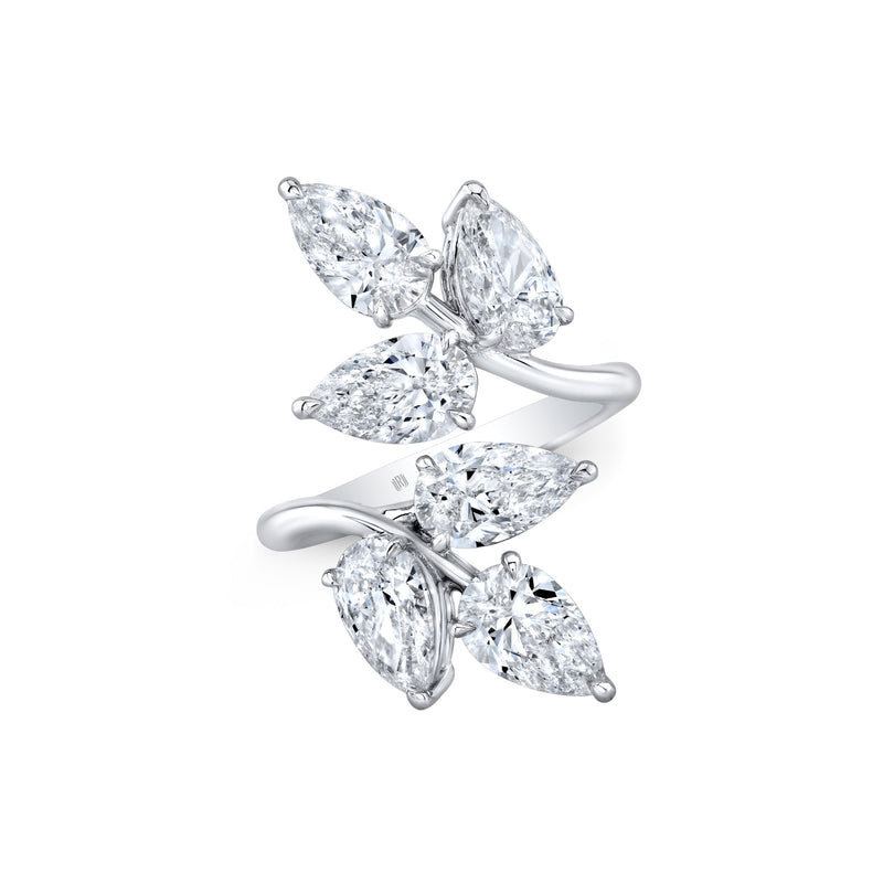 Rahaminov Diamonds Engagement - Pear Cut 6.03 ct 18K White Gold Six Leaf Diamond Branch Ring | Manfredi Jewels