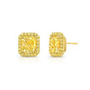 Rahaminov Diamonds Engagement - Radiant Cut 3.04 ct 18K Yellow Gold Halo Fancy Diamond Stud Earrings | Manfredi Jewels