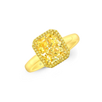 Rahaminov Diamonds Engagement - Radiant Cut 4.02 ct 18K Yellow Gold Halo Fancy Diamond Ring | Manfredi Jewels