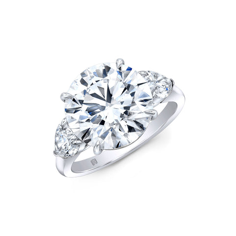 Round Cut 3.06 ct Platinum Three-Stoned Diamond Engagement Ring