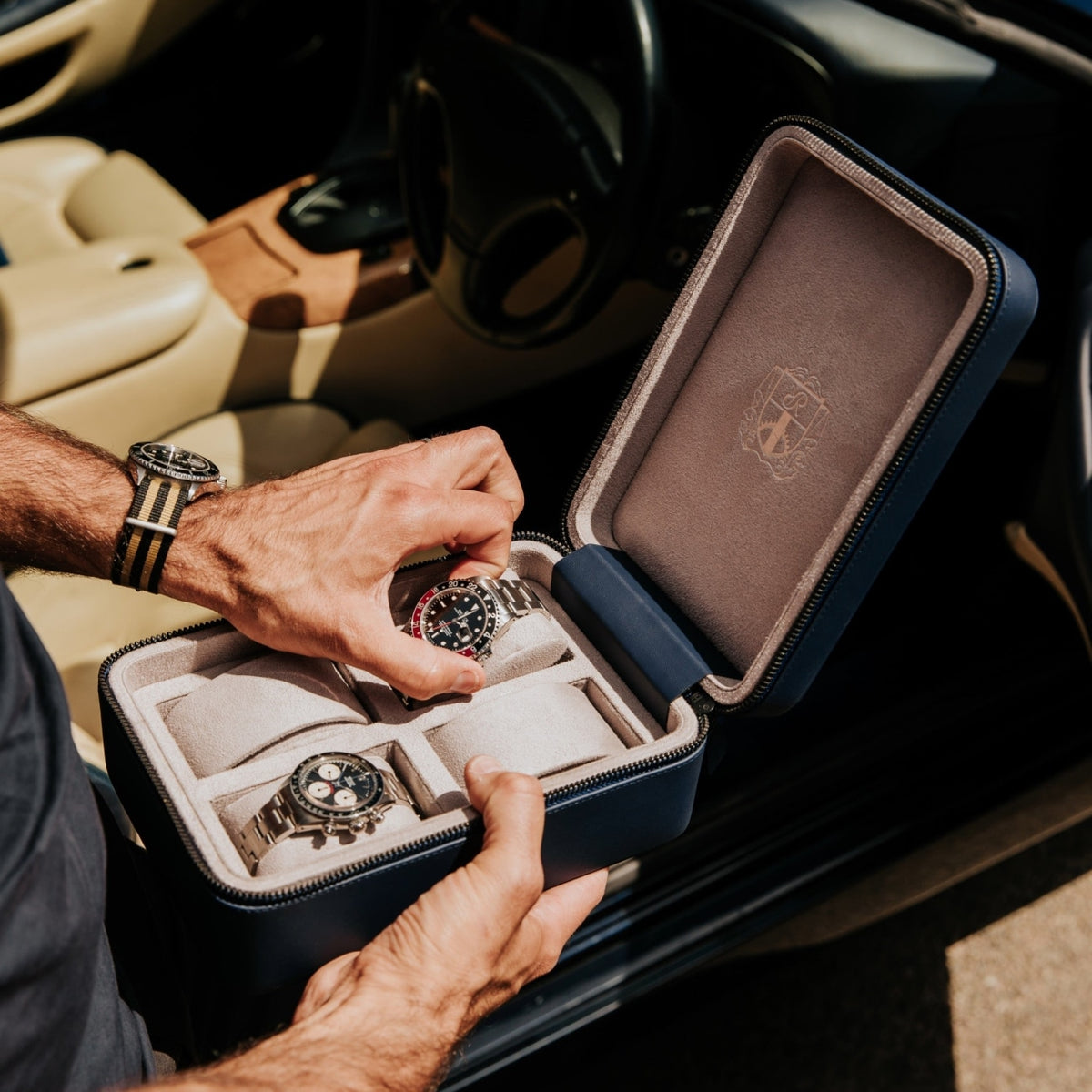 Rapport London Watch Box - Hyde Park Four Watch Zip Case | Manfredi Jewels