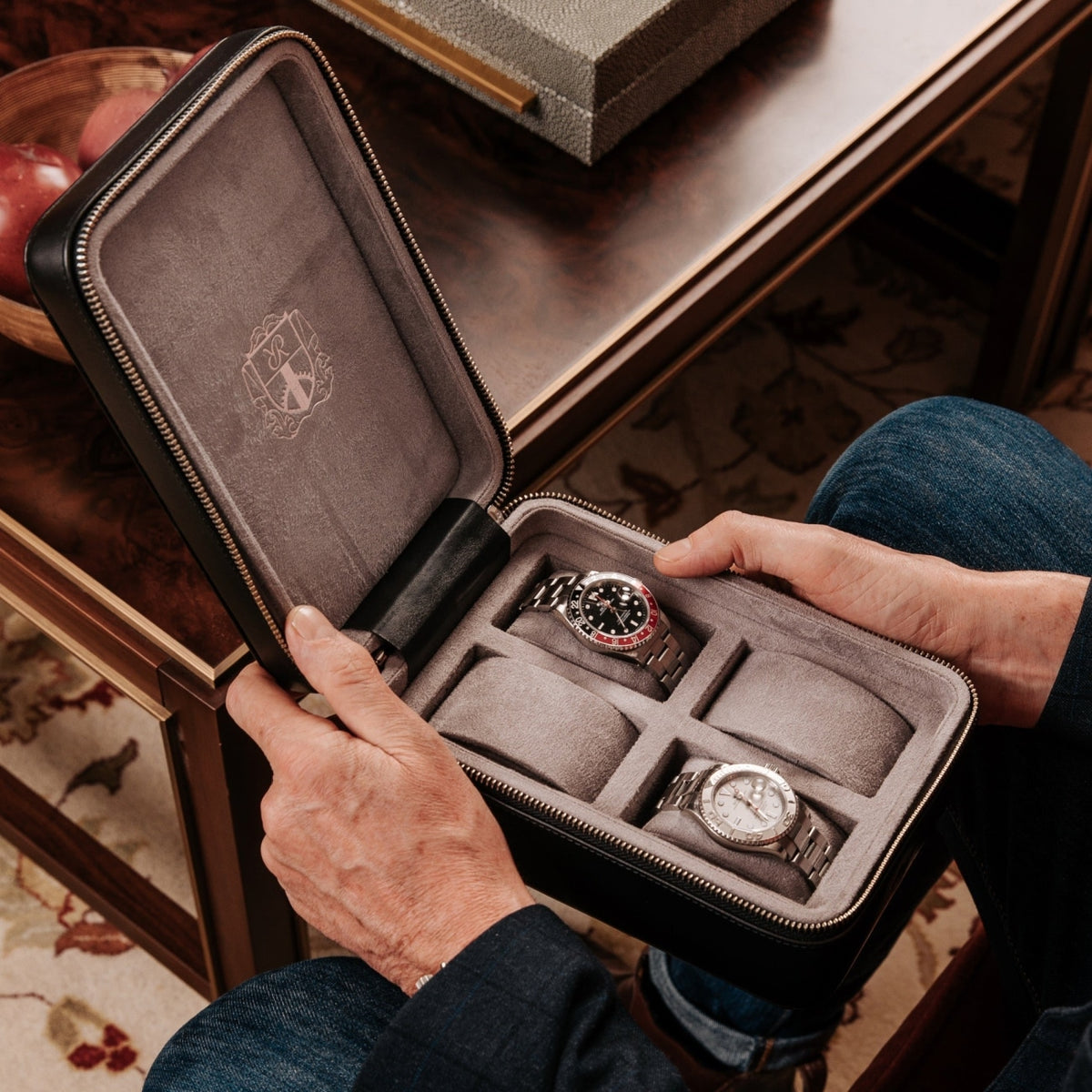 Rapport London Watch Box - Hyde Park Four Watch Zip Case | Manfredi Jewels