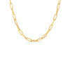 Designer Gold 18K Yellow Gold Shiny & Fluted Paperclip Chain 17" Necklace