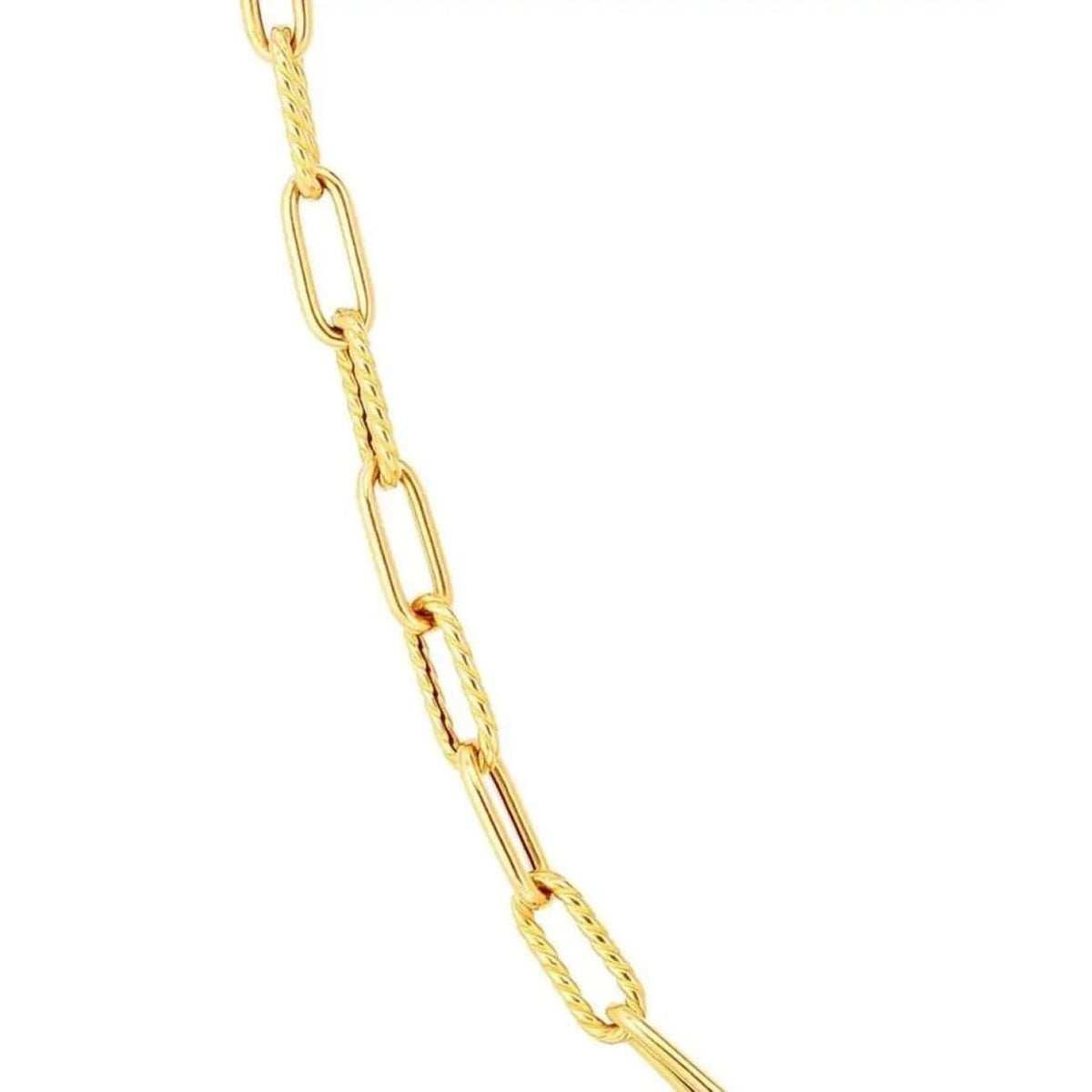 Roberto Coin Jewelry - Designer Gold 18K Yellow Gold Shiny & Fluted Paperclip Chain 17’’ Necklace | Manfredi Jewels