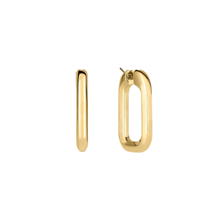 Roberto Coin Jewelry - 18K Yellow Gold Designer Gold Medium Square Hoop Earrings | Manfredi Jewels