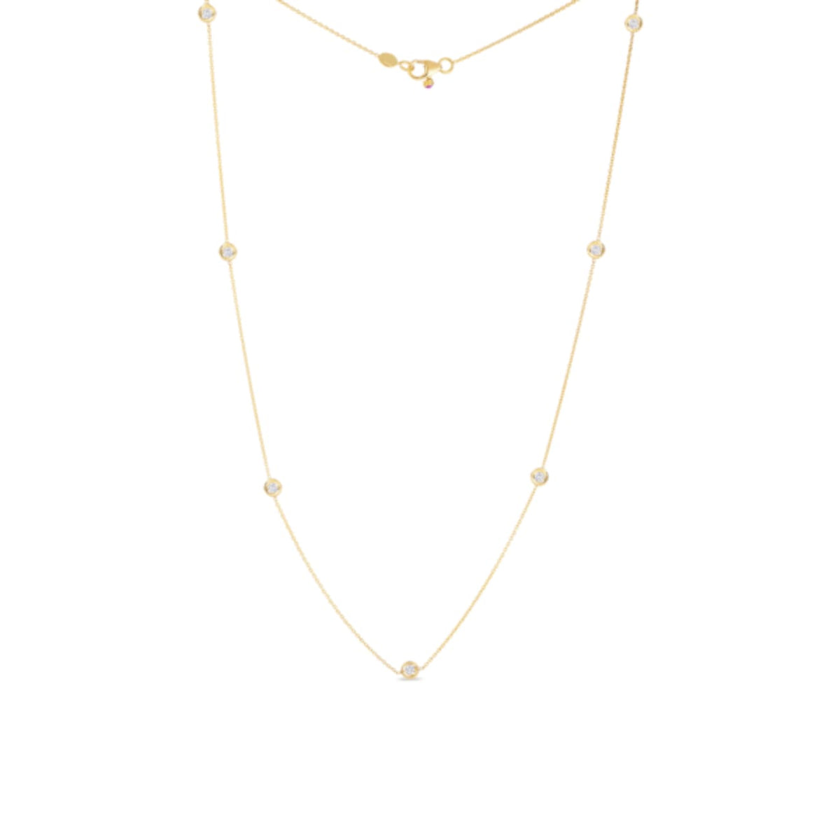 Roberto Coin Jewelry - 18K Yellow Gold Diamonds by the Inch 7 Station Necklace | Manfredi Jewels