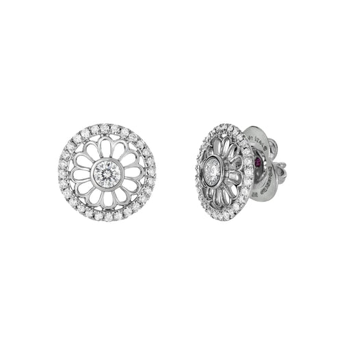Roberto Coin Jewelry - Cento 18K White Gold Rosette Diamond Earrings | Manfredi Jewels