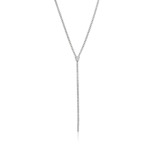 Roberto Coin Jewelry - Cento 18K White Gold Zipper Lariat Diamond Necklace | Manfredi Jewels