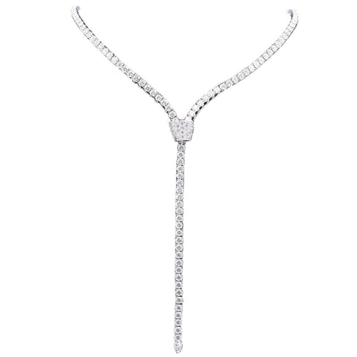 Roberto Coin Jewelry - Cento 18K White Gold Zipper Lariat Diamond Necklace | Manfredi Jewels