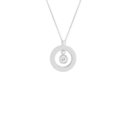Roberto Coin Jewelry - Cento Diamonds 18K White Gold Shiny Mini O Diamond Pendant Necklace | Manfredi Jewels