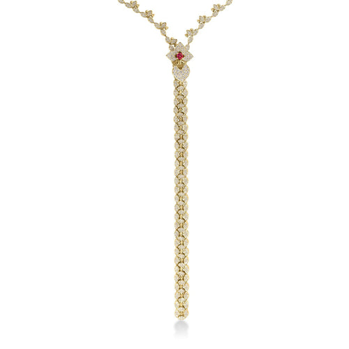 Roberto Coin Jewelry - Chiara 18K Yellow Gold Diamond & Rubellite Zipper Necklace | Manfredi Jewels