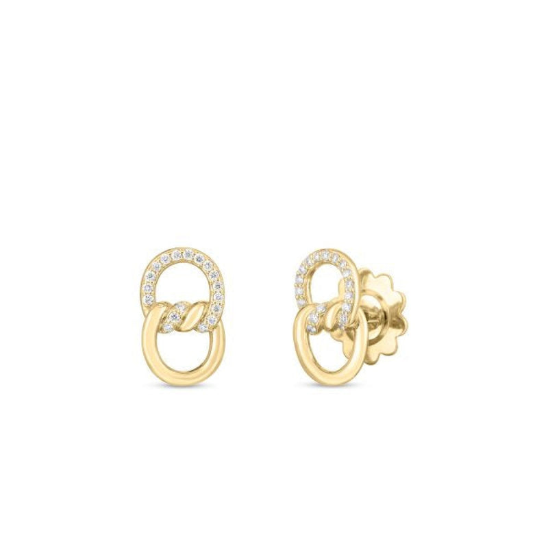 Roberto Coin Jewelry - Cialoma 18K Yellow Gold Diamond Knot Earrings | Manfredi Jewels
