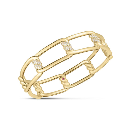 Roberto Coin Jewelry - Cialoma 18K Yellow Gold Hinged Diamond Accent Bangle Bracelet | Manfredi Jewels