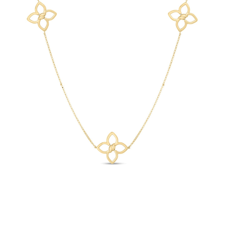 Roberto Coin Jewelry - Cialoma 18K Yellow & White Gold Diamond Flower Long Necklace | Manfredi Jewels