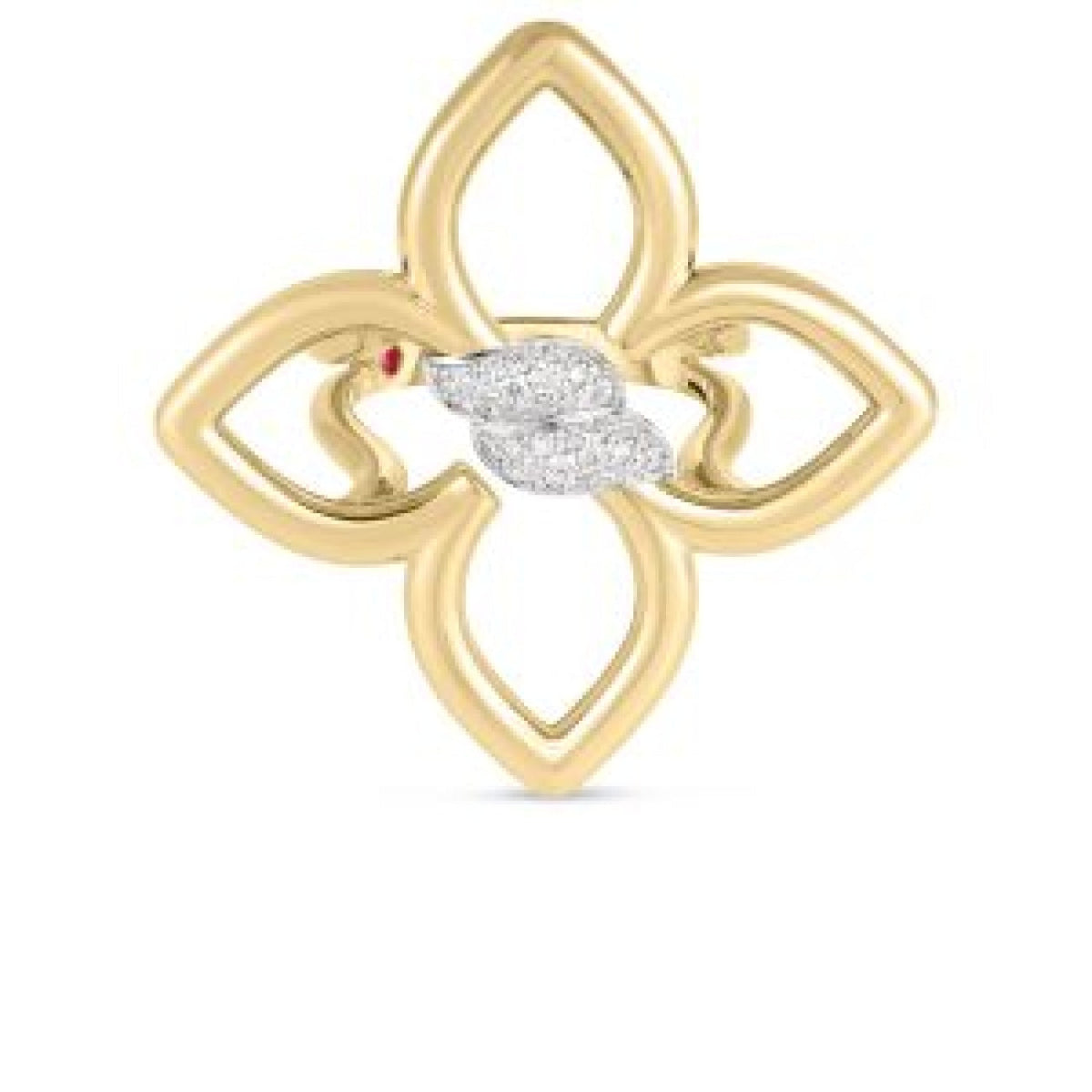 Roberto Coin Jewelry - Cialoma 18K Yellow & White Gold Small Diamond Flower Necklace | Manfredi Jewels
