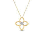 Roberto Coin Jewelry - Cialoma 18K Yellow/White Gold Small Diamond Flower Necklace | Manfredi Jewels