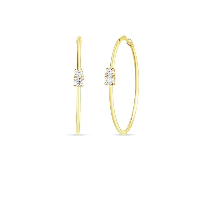 Roberto Coin Jewelry - Classic 18K Yellow Gold Diamond Hoop Earrings set with 4 Diamonds | Manfredi Jewels