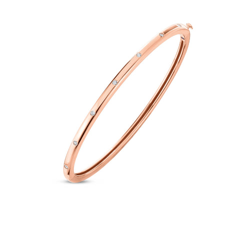 Roberto Coin Jewelry - Classica 18K Rose Gold Medium Width Diamond Accent Bangle Bracelet | Manfredi Jewels