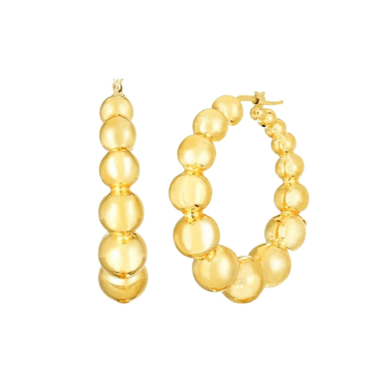 Roberto Coin Jewelry - Designer 18K Yellow Gold Graduated Bead Hoop Earrings | Manfredi Jewels